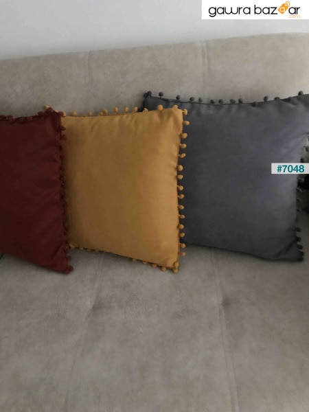 غطاء وسادة رمي من 4 قطع من سلسلة Autumn ، 4 قطع 43 X 43 سم ، رمادي ، كريمي ، خردل ، قرميدة