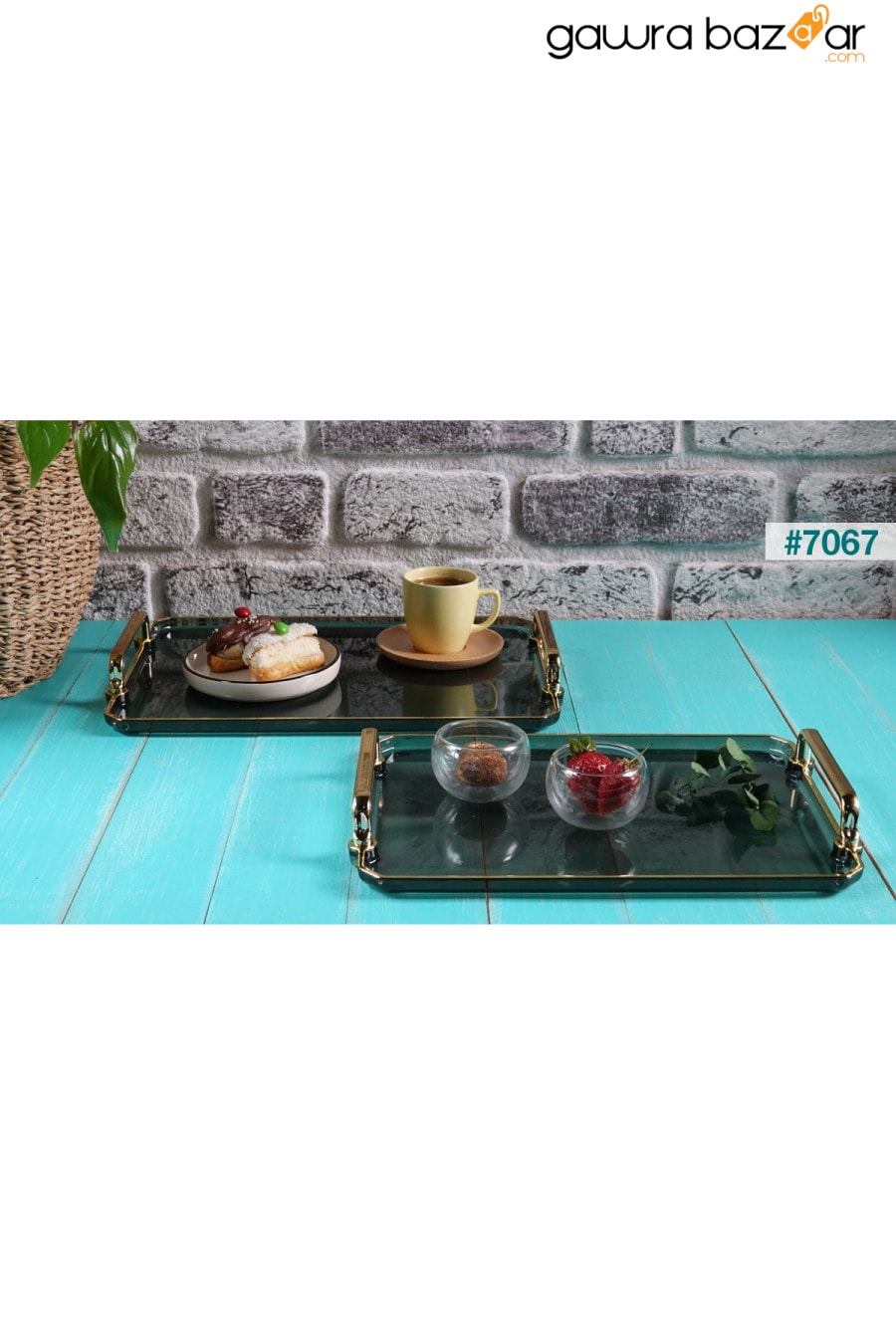 2 صواني عرض ديكور المنزل أدوات المائدة المطبخ صينية الشاي والقهوة ALM HOME 4