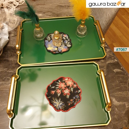 2 صواني عرض ديكور المنزل أدوات المائدة المطبخ صينية الشاي والقهوة