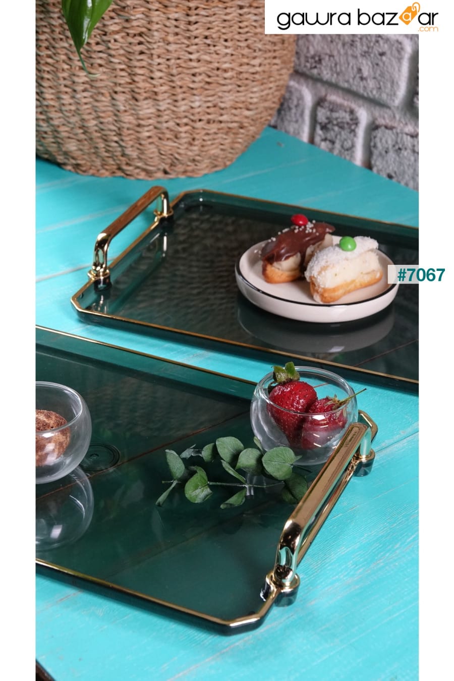 2 صواني عرض ديكور المنزل أدوات المائدة المطبخ صينية الشاي والقهوة ALM HOME 1