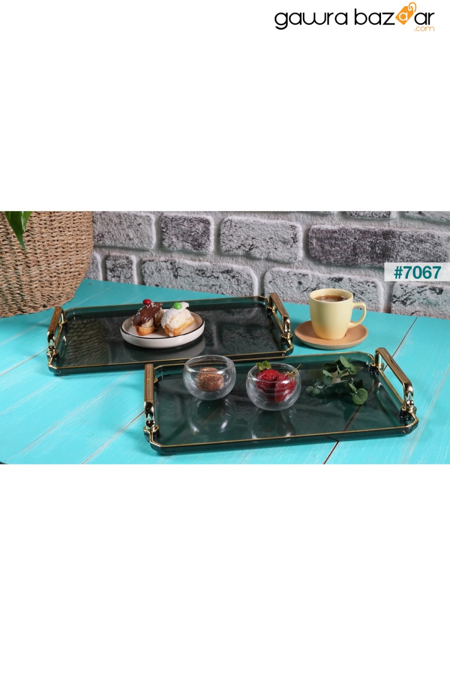 2 صواني عرض ديكور المنزل أدوات المائدة المطبخ صينية الشاي والقهوة ALM HOME 2