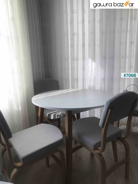 طاولة مطبخ مستديرة بيضاء طبيعية من افانوس - Q90 سم
