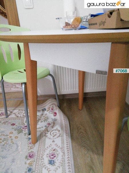 طاولة مطبخ مستديرة بيضاء طبيعية من افانوس - Q90 سم