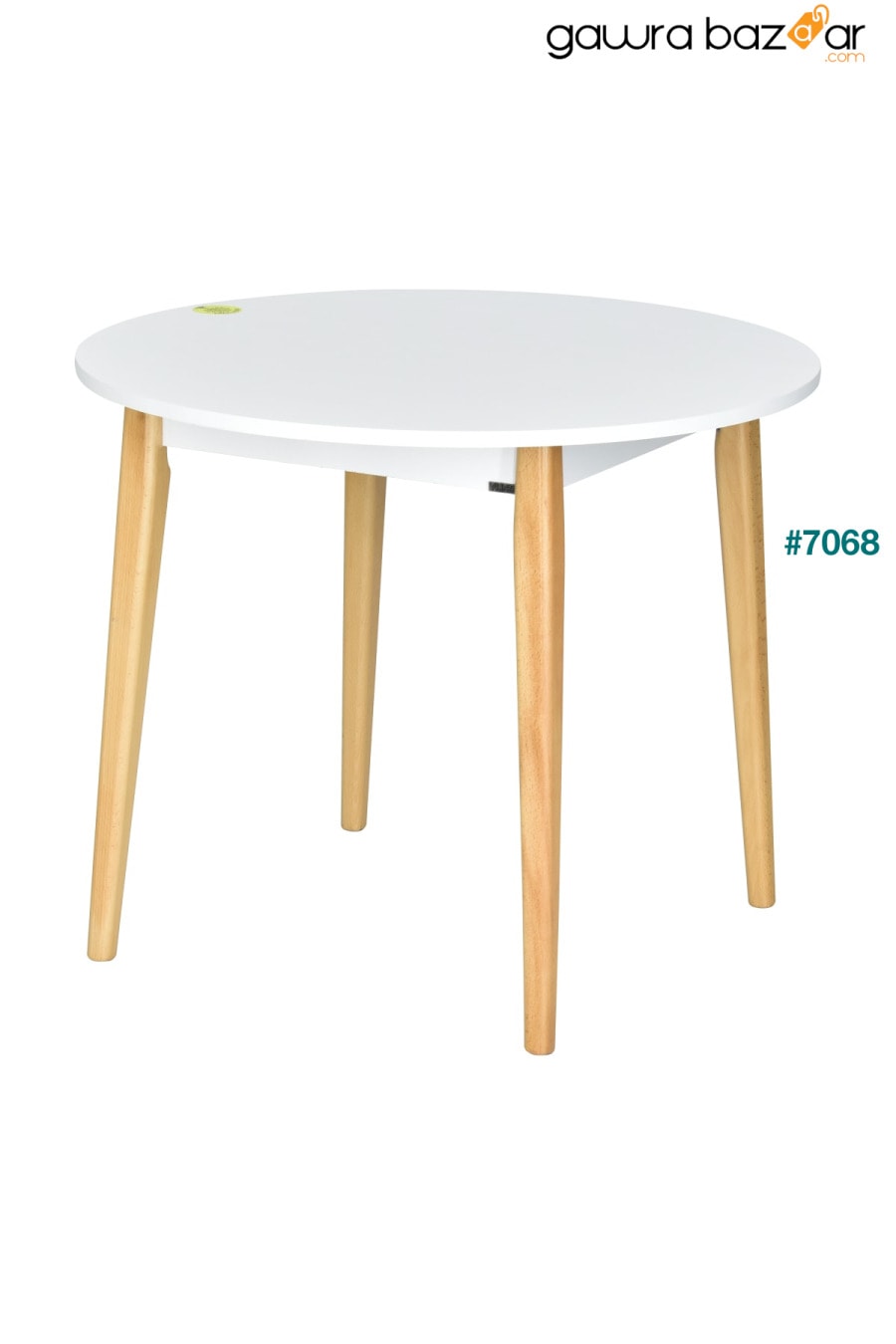 طاولة مطبخ مستديرة بيضاء طبيعية من افانوس - Q90 سم VİLİNZE 1