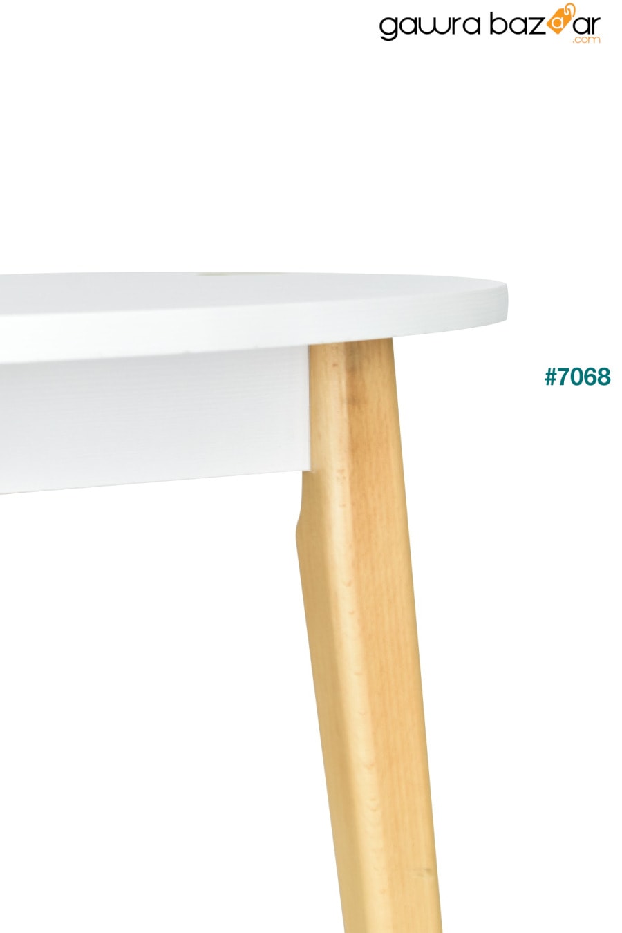 طاولة مطبخ مستديرة بيضاء طبيعية من افانوس - Q90 سم VİLİNZE 2