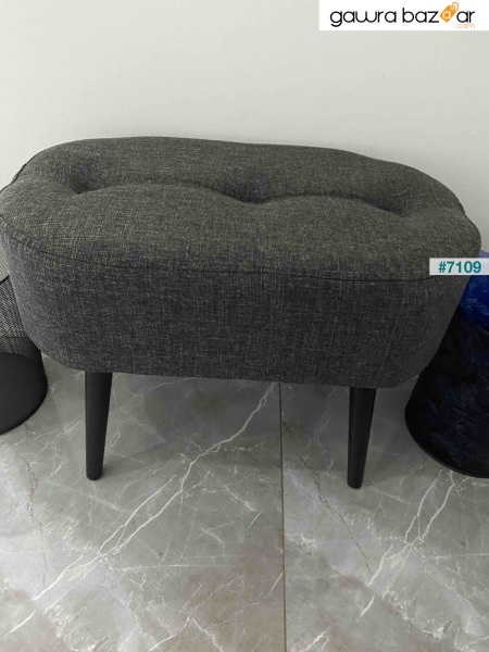 مقعد للجلوس بيضاوي الشكل من قماش كتان أنثراسايت باللون الأسود الخشبي من Hornbeam