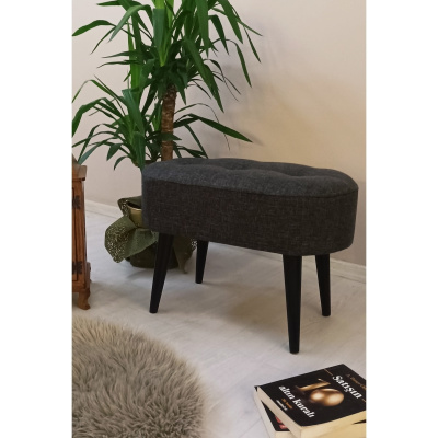 مقعد للجلوس بيضاوي الشكل من قماش كتان أنثراسايت باللون الأسود الخشبي من Hornbeam