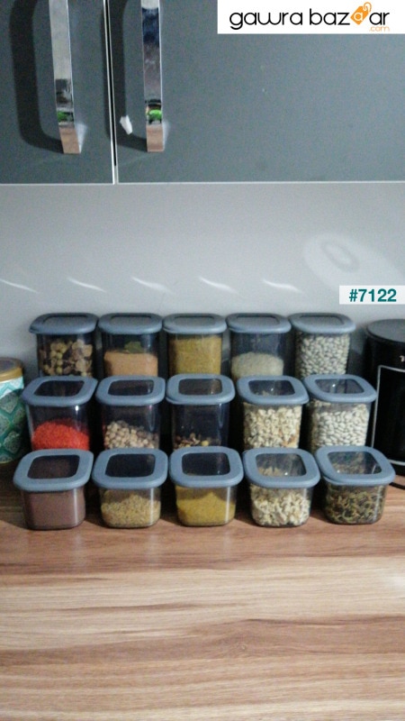 مجموعة من 15 حاوية تخزين طعام مربعة مع ملصق 5x (0.55 لتر ، 1.2 لتر ، 1.75 لتر) أنثراسايت