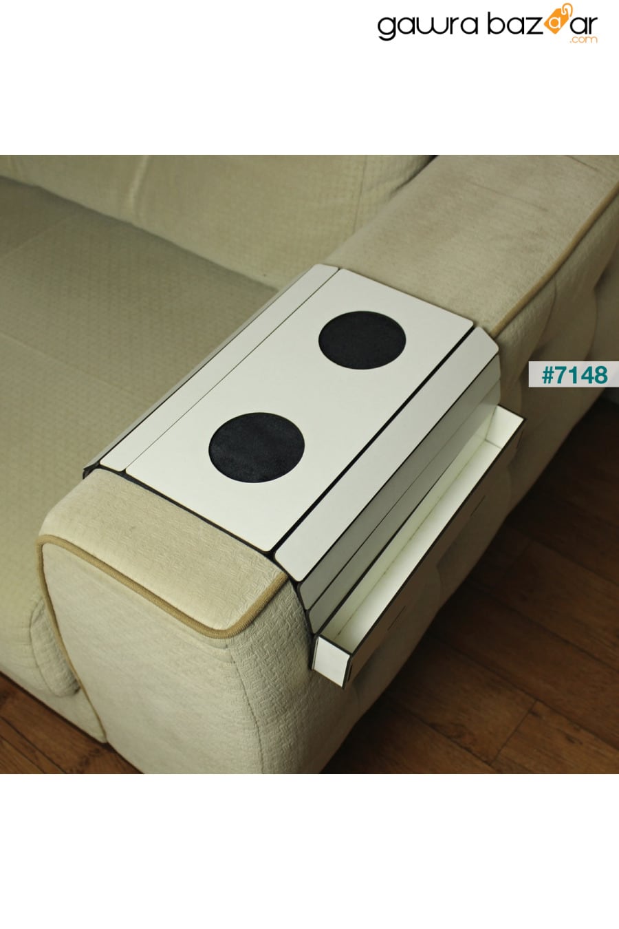 صينية مقعد خشبية ، طاولة جانبية ، جانب المقعد ، مفرش طاولة محمول قابل للطي مع جهاز تحكم عن بعد Kaya Store 6