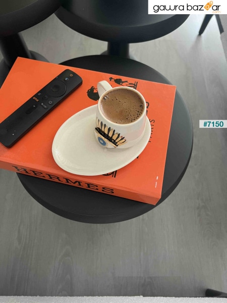 طاولة قهوة Ürgüp Mushroom باللون الأسود مجموعة من 3 (43 48 53 سم)