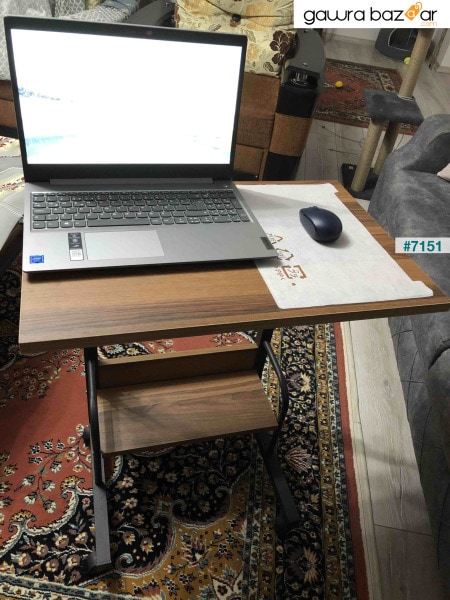 طاولة عمل مع رف ، ارتفاع قابل للتعديل ، فرامل وعجلات حامل كمبيوتر محمول 40x60 سم