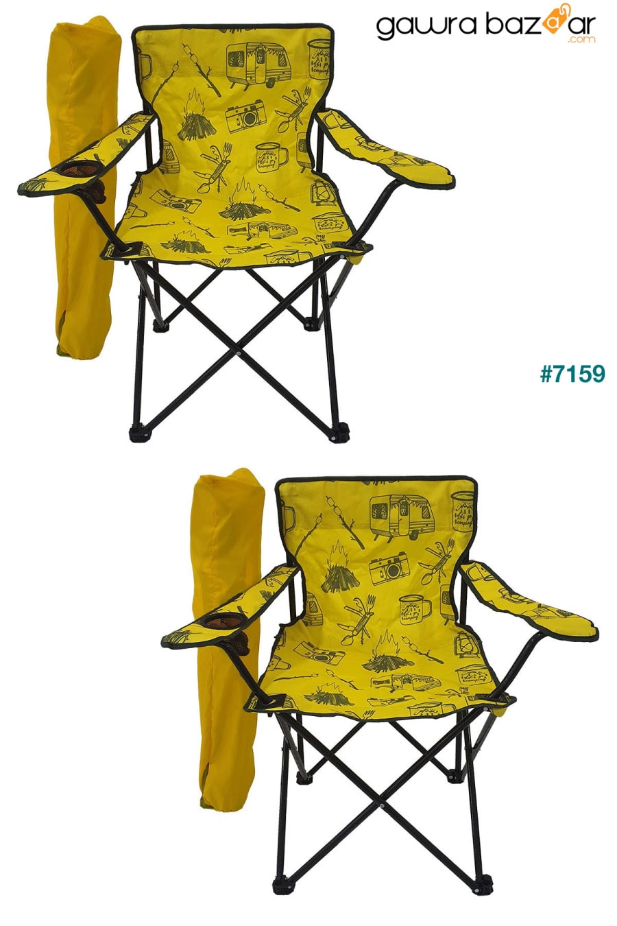 2 قطع التخييم كرسي كرسي قابل للطي كرسي حديقة نزهة كرسي الشاطئ منقوشة الأصفر Bofigo 0