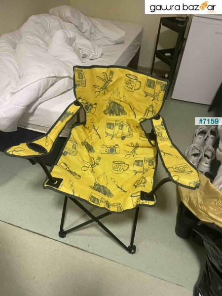 2 قطع التخييم كرسي كرسي قابل للطي كرسي حديقة نزهة كرسي الشاطئ منقوشة الأصفر