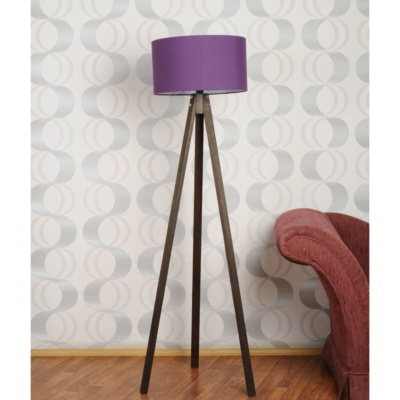 3-Legged Tripod Floor Lampshade Fabric Head - dark-c