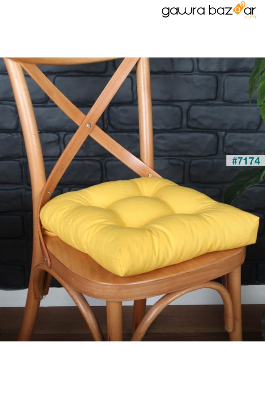 وسادة كرسي صفراء Pofidik الذهبية الخاصة مخيط 40x40 سم ALTINPAMUK 1