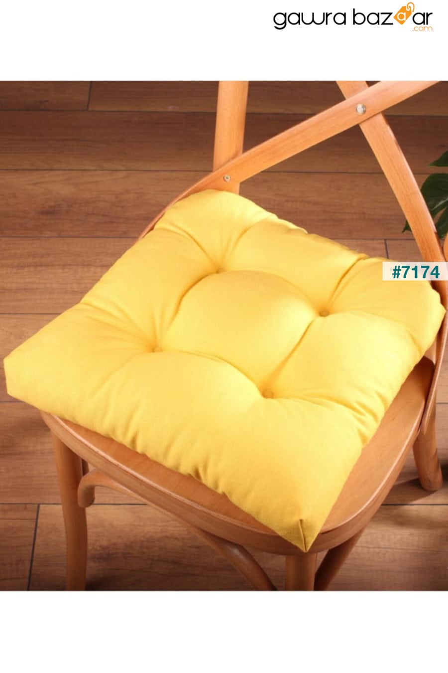وسادة كرسي صفراء Pofidik الذهبية الخاصة مخيط 40x40 سم ALTINPAMUK 0