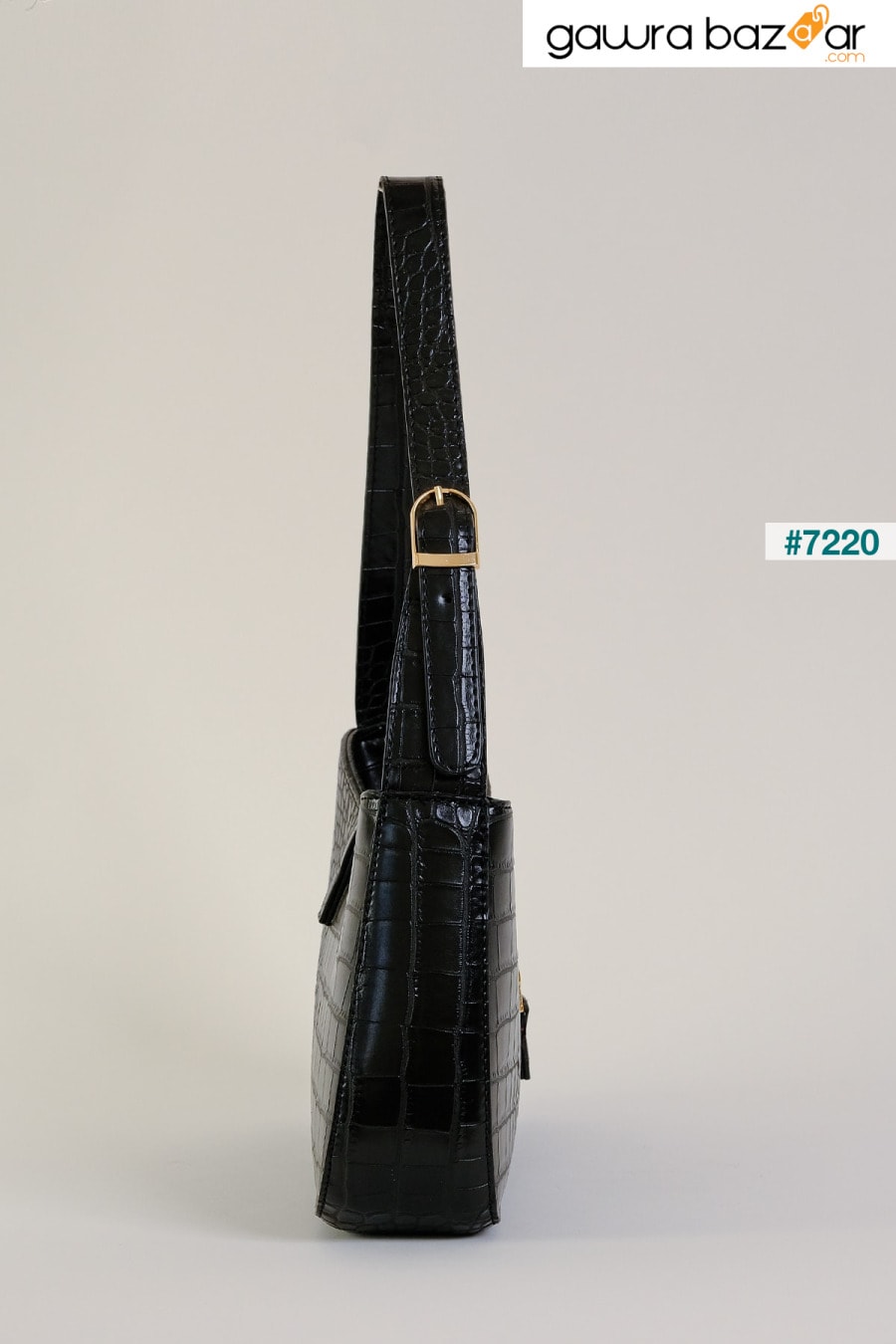 حقيبة كروكو Yls Baguette النسائية باللون الأسود Casel And Pino 3