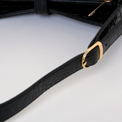 حقيبة كروكو Yls Baguette النسائية باللون الأسود