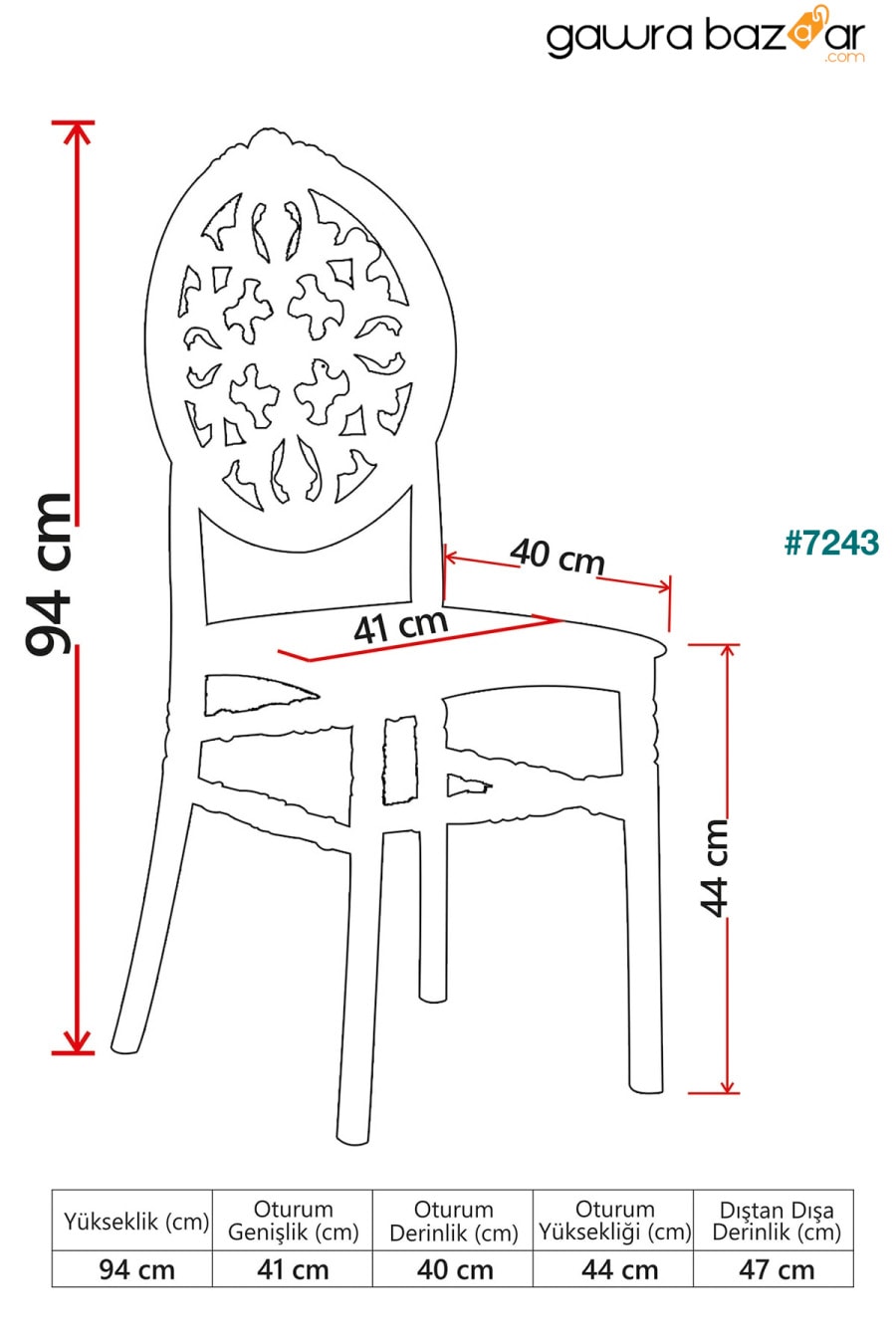 4 قطع كرسي فينوس مطفي - مطبخ / بلكونه / كرسي حديقة SANDALİE 5