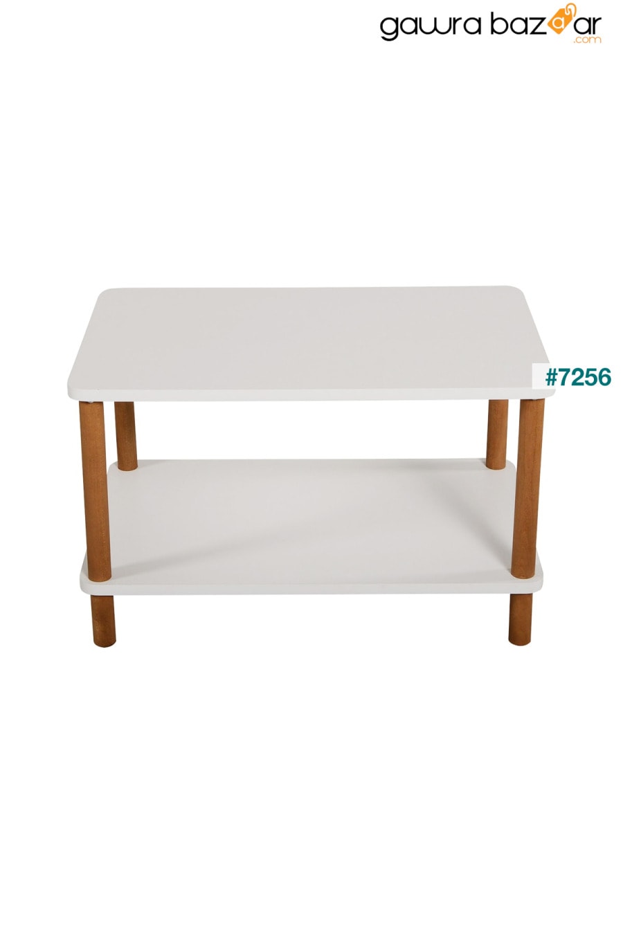 طاولة وسط ذات أرجل خشبية مستطيلة ذات مستويين أبيض interGO 3