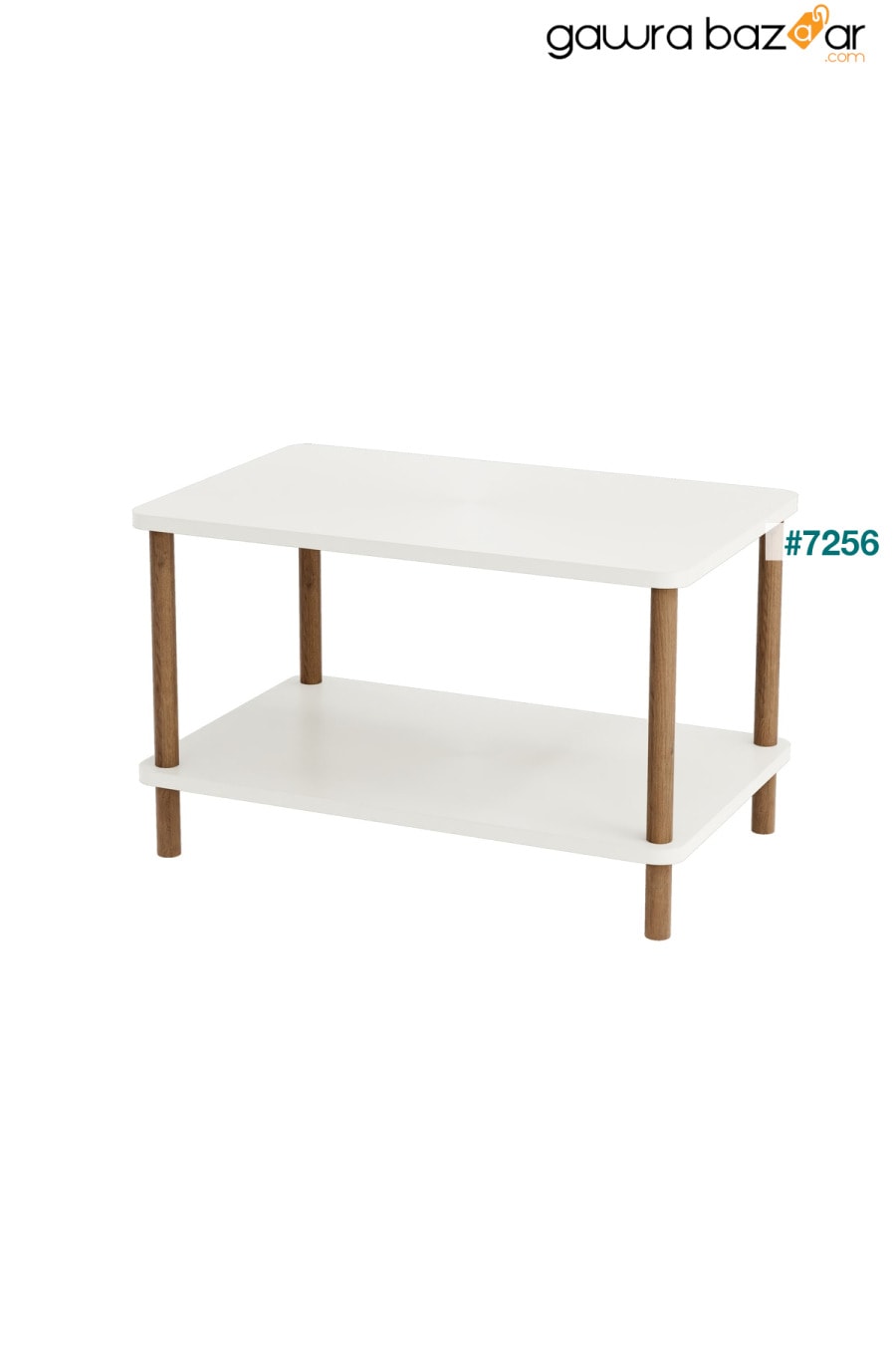 طاولة وسط ذات أرجل خشبية مستطيلة ذات مستويين أبيض interGO 1