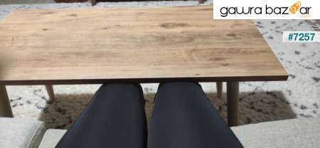 طاولة قهوة بني ، لون خشب الجوز ، منقوش ، أرجل خشبية Lbn-s005