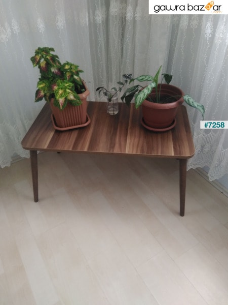 طاولة وسط خشبية أرجل مربعة الجوز