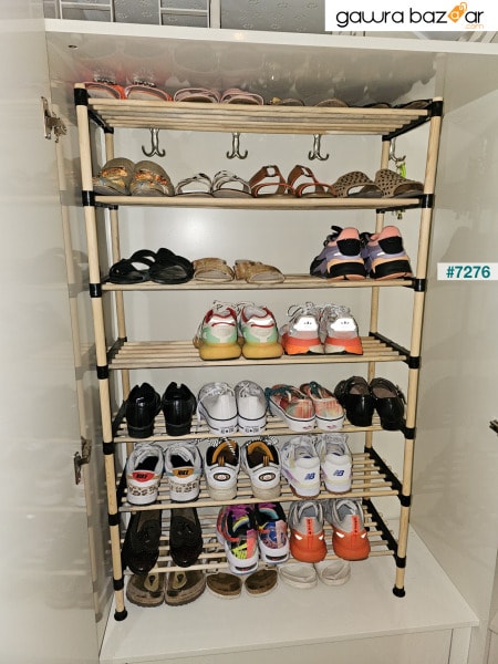 رف أحذية خشبي من 7 طبقات متعدد الأغراض عرض 75 سم