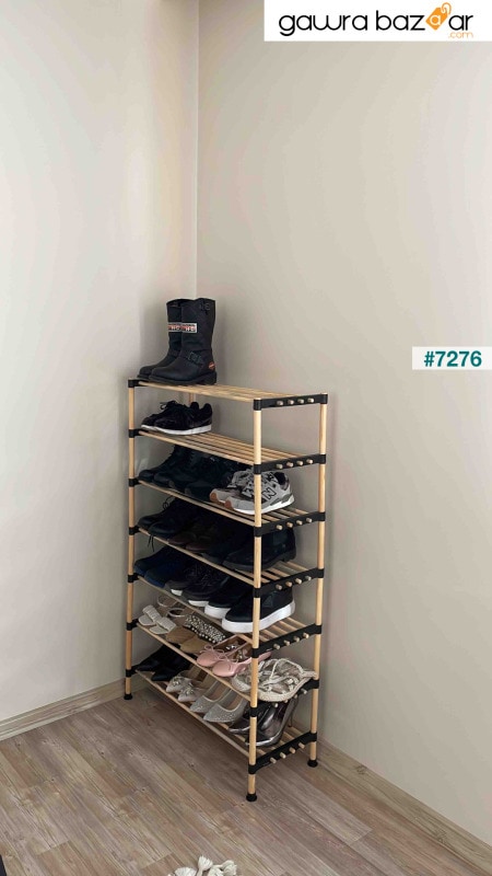 رف أحذية خشبي من 7 طبقات متعدد الأغراض عرض 75 سم