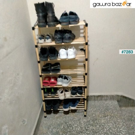 رف أحذية خشبي من 7 طبقات متعدد الأغراض برف عرض 57 سم