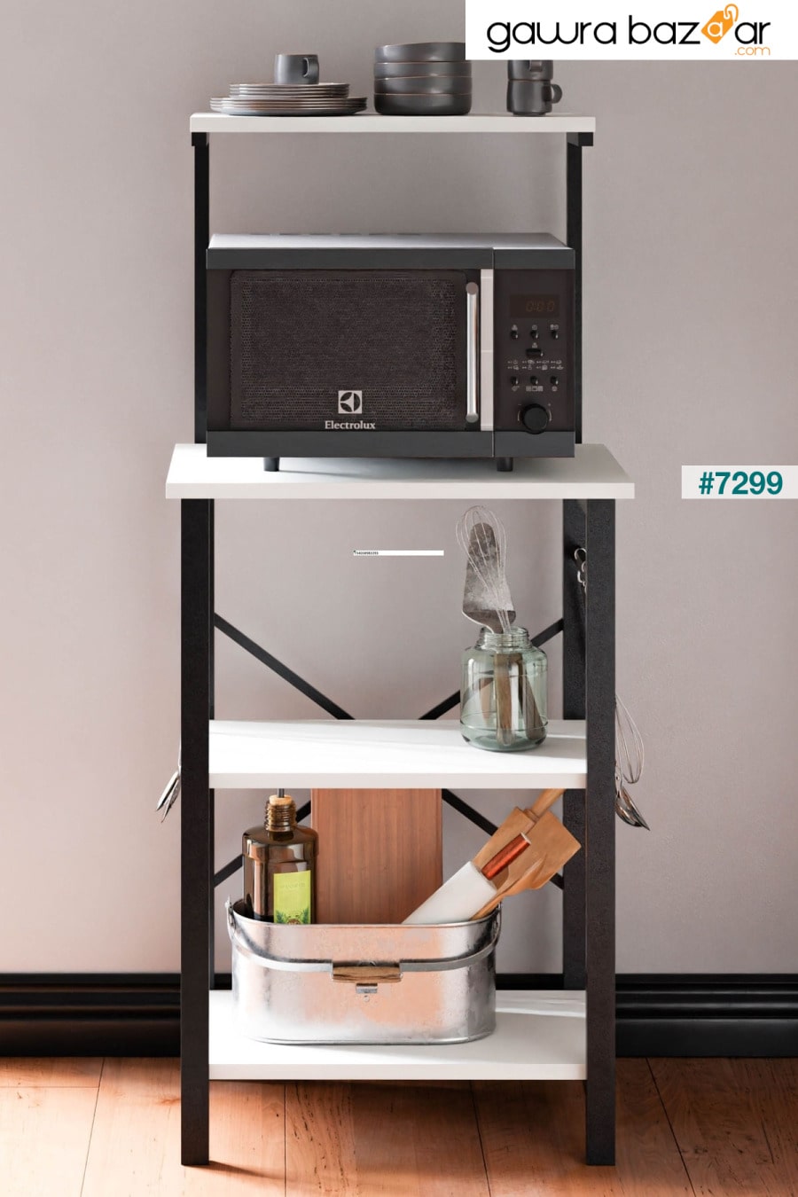 MB1 ارتفاع قابل للتعديل للمطبخ ، طاولة بار ، خزانة متعددة الأغراض ، جزيرة المطبخ - أبيض Ceramical 2