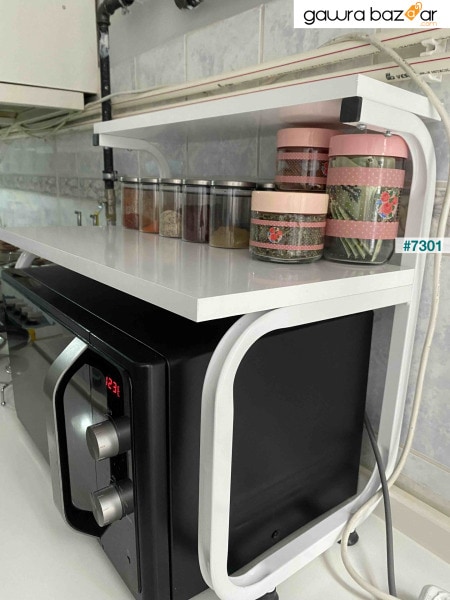 Mutfak Organizer Tezgah Üstü Metal Raflı Mikrodalga Fırın Standı