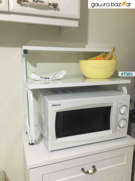 Mutfak Organizer Tezgah Üstü Metal Raflı Mikrodalga Fırın Standı