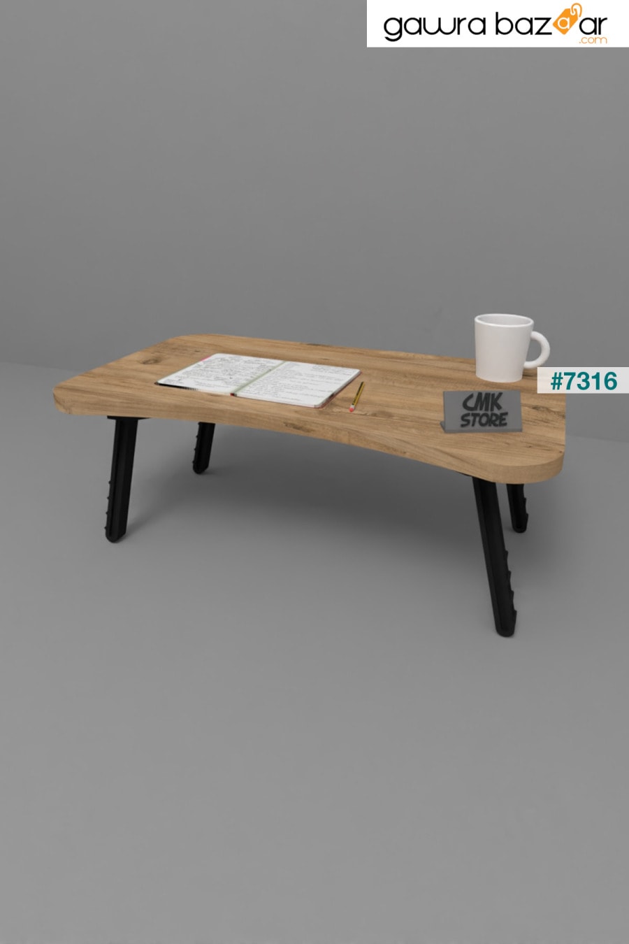 طاولة مكتب كمبيوتر محمول قابلة للطي طاولة دراسة سرير الإفطار 60x35 سم الصنوبر الأطلسي CMKStore 1