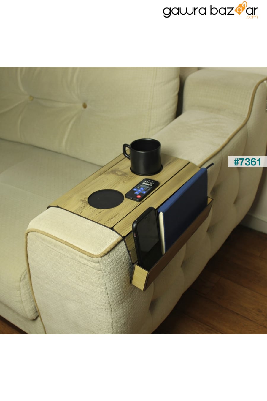 صينية مقعد خشبية ، طاولة جانبية ، جانب المقعد ، مفرش طاولة محمول قابل للطي مع جهاز تحكم عن بعد Kaya Store 4