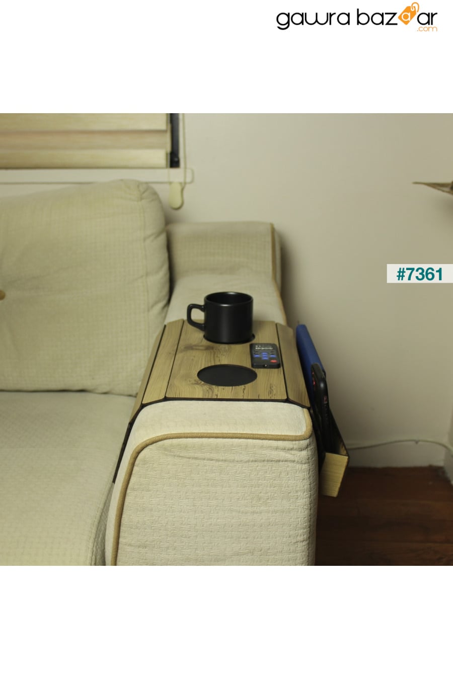 صينية مقعد خشبية ، طاولة جانبية ، جانب المقعد ، مفرش طاولة محمول قابل للطي مع جهاز تحكم عن بعد Kaya Store 3