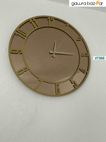 ساعة حائط مزخرفة برقم خشبي بمرآة حقيقية 46 سم