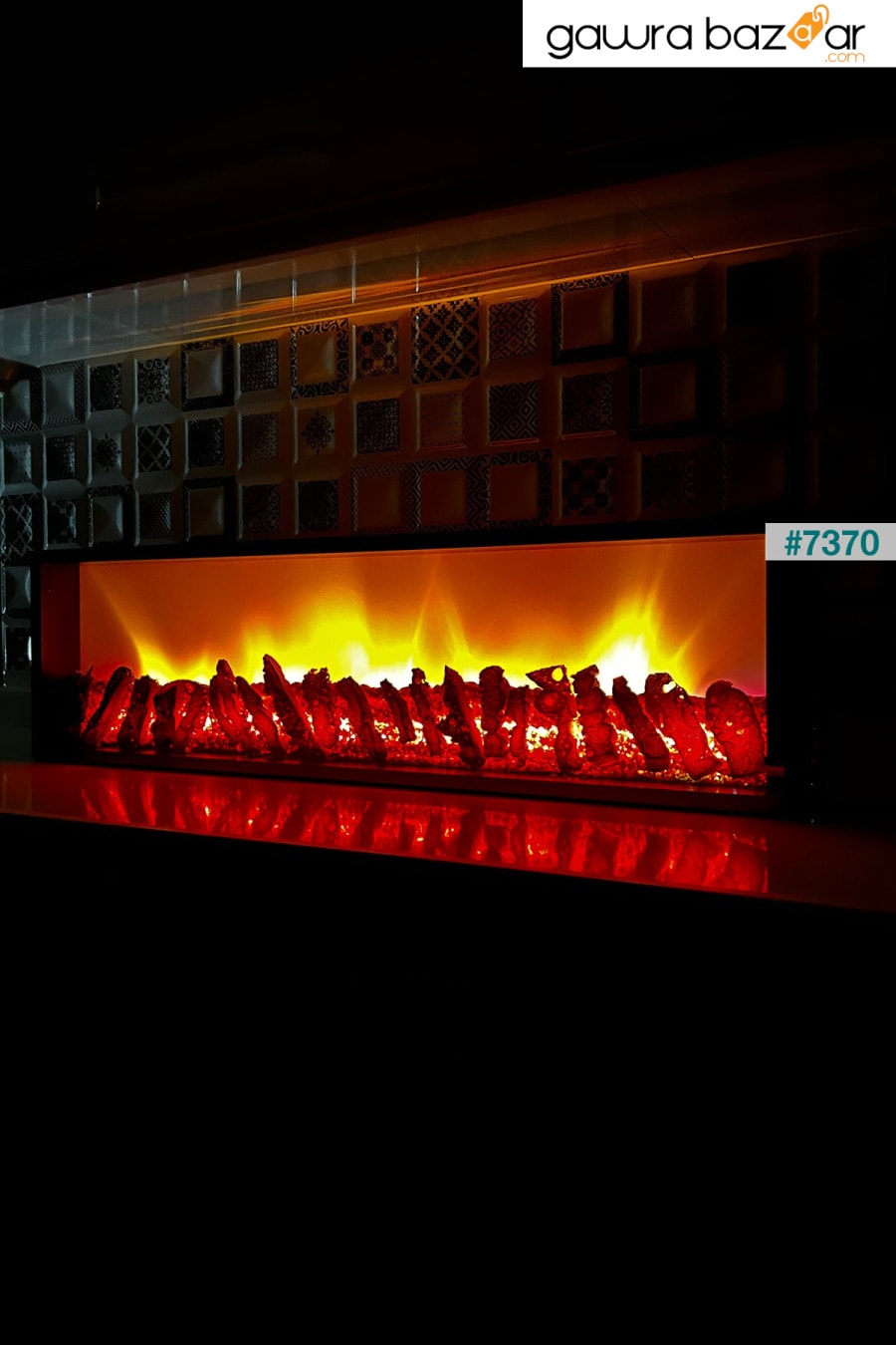 مدفأة كهربائية صناعية مزخرفة - 120 × 25 × 15 سم - أوضاع ألوان مختلفة ، عن بعد ، بلوتوث ARİF 6