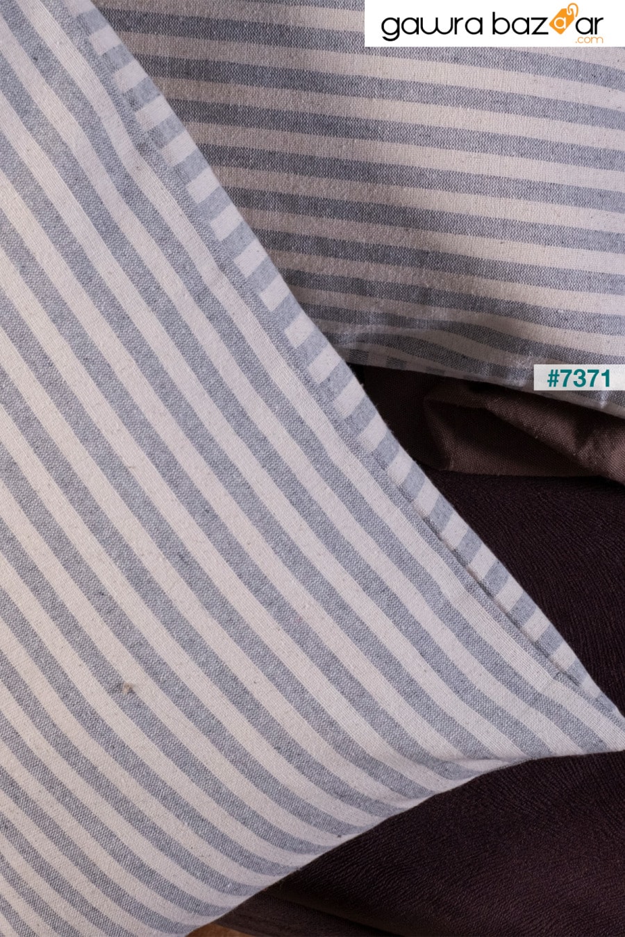 غطاء وسادة رمي من الكتان سادة بتصميم خاص باللون الرمادي مخطط 35x55 سم vivamaison 3