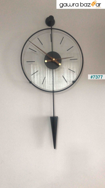 بندول الجاذبية أسود مقاس 40-80 مقاس ، ساعة حائط معدنية مزخرفة حديثة مع زجاج