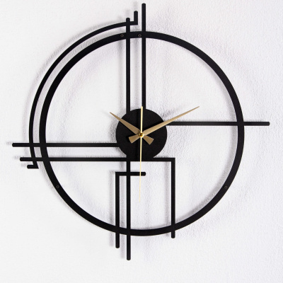 ساعة حائط معدنية سوداء من Querencia سمك 1.5 ملم 60x60 سم