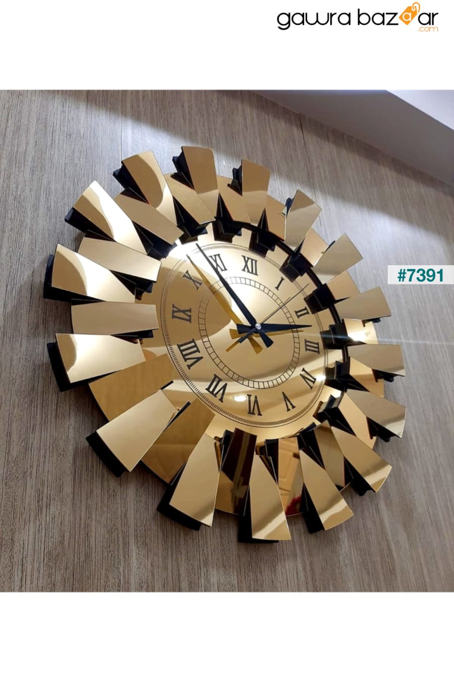 نموذج بيانو ثلاثي الأبعاد ساعة حائط معكوسة أرقام رومانية ذهبية TUĞBArt 0