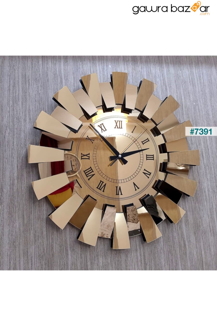 نموذج بيانو ثلاثي الأبعاد ساعة حائط معكوسة أرقام رومانية ذهبية TUĞBArt 6