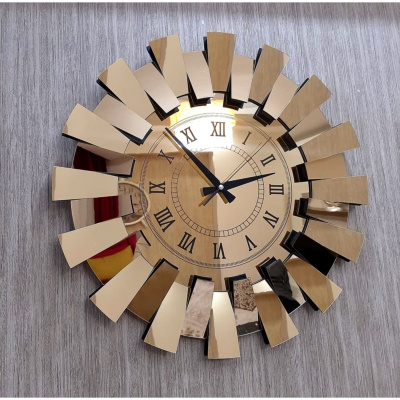 نموذج بيانو ثلاثي الأبعاد ساعة حائط معكوسة أرقام رومانية ذهبية