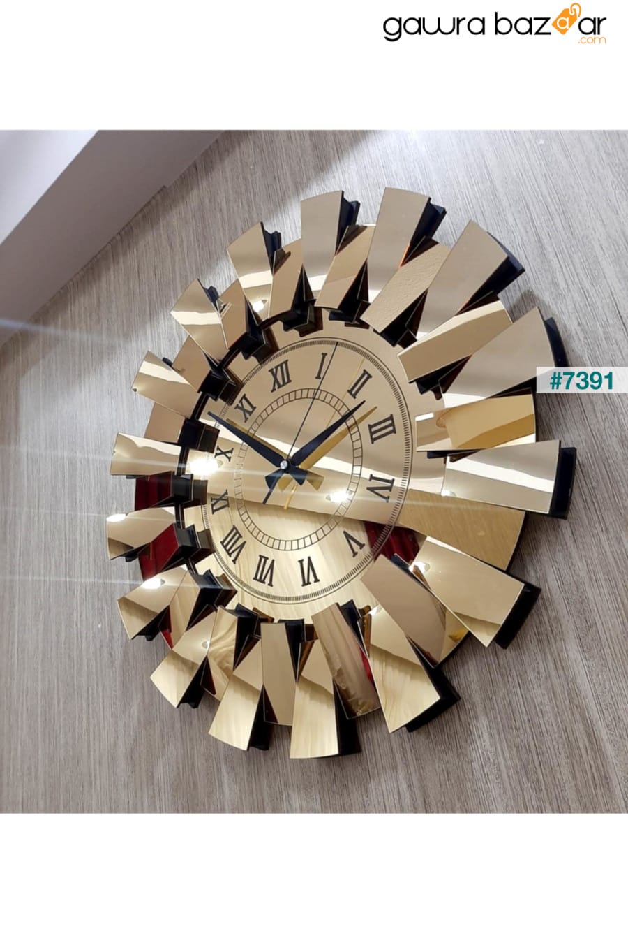 نموذج بيانو ثلاثي الأبعاد ساعة حائط معكوسة أرقام رومانية ذهبية TUĞBArt 3