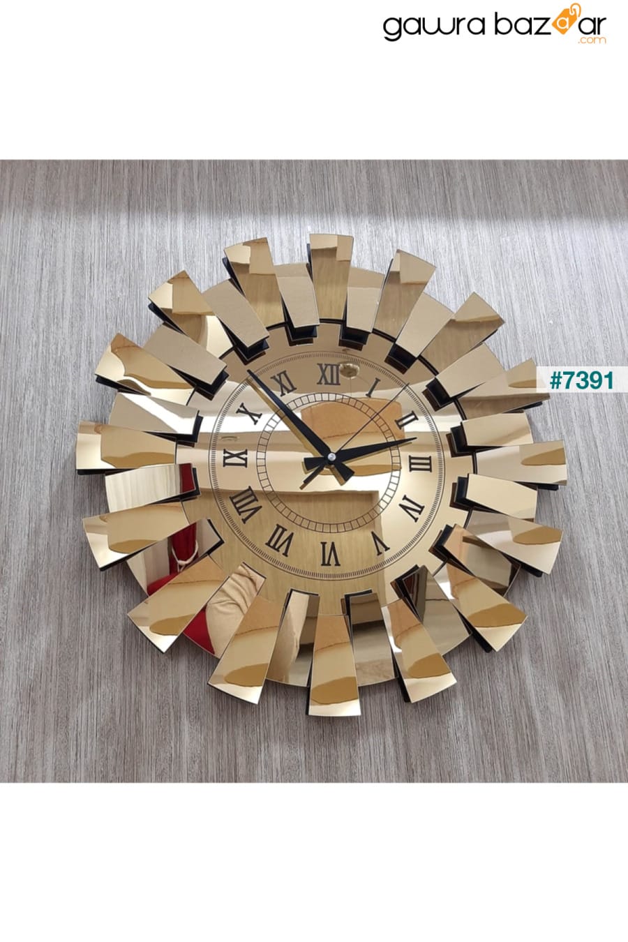 نموذج بيانو ثلاثي الأبعاد ساعة حائط معكوسة أرقام رومانية ذهبية TUĞBArt 1