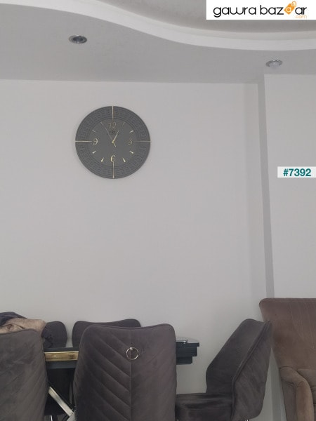 ساعة حائط صامتة بخطوط متشابكة أنثراسايت وذهبية أرقام تركية 50x50 سم