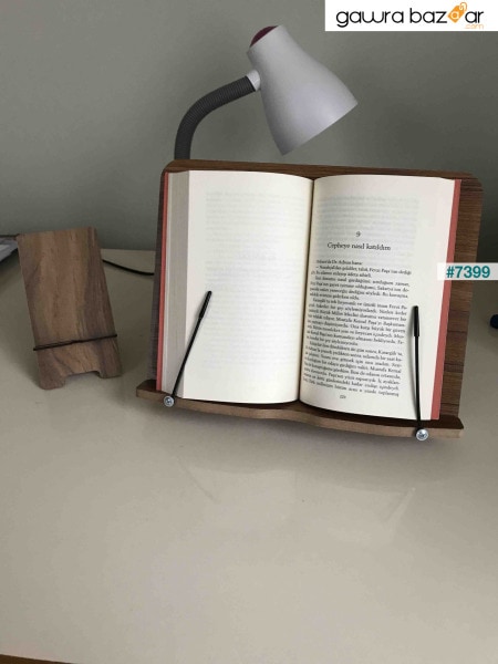 حامل قراءة الكتب حامل هاتف لوحي محمول قابل للطي مع جهاز حامل صفحة خشبي