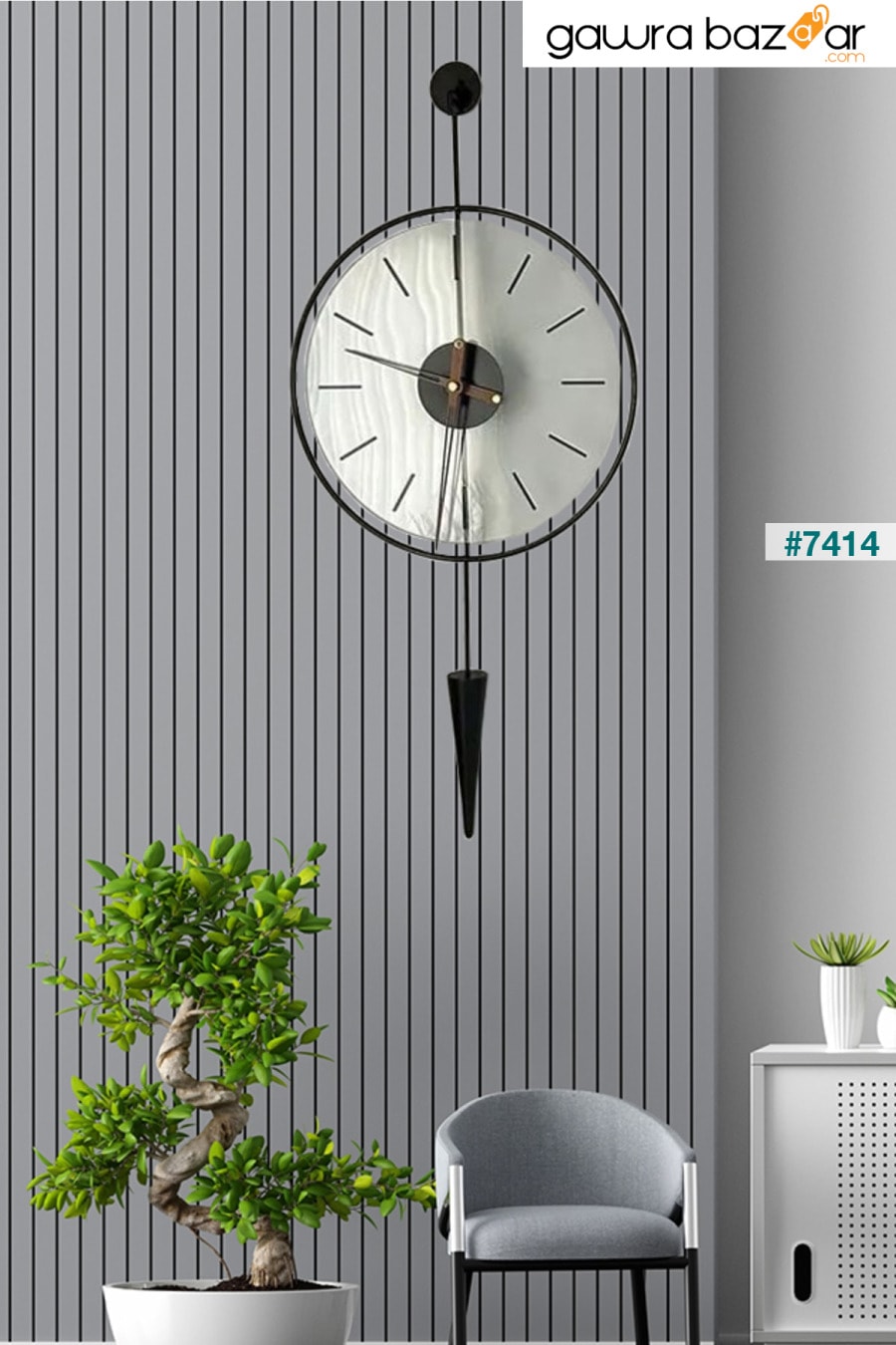 Masippi Glazing أسود ، معدن وزجاج ساعة حائط بتصميم عصري AGA KONSEPT 2