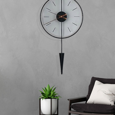 Masippi Glazing أسود ، معدن وزجاج ساعة حائط بتصميم عصري